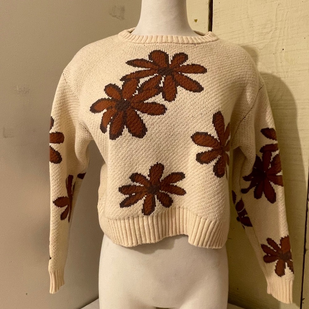 L.A.‎ Hearts Womens Size Small Floral Knit Sweater Flowers Crop Knit